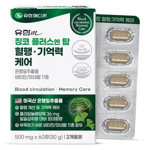 유한메디카 징코 플러스 엔 탑 혈행 기억력 케어