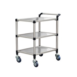 서빙카트_2단 3단 이동식 핸드카 웨건 손잡이 운반카트 주방 식당 업소용 짐 손수레 트레이 밀차 스텐 우드, 1개