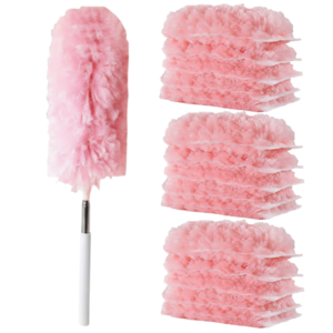 이지앤코 길이조절 양면 정전기 먼지털이, 1세트, 핸들1+리필15P 핑크