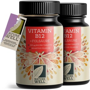 독일 네이처웰 NatureWell Vitamin B12 비타민B12 500mcg + 엽산 200mcg