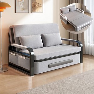 남쪽나무 접이식 소파베드 리클라이너 소파겸용침대 1/2/3인용 쇼파베드 쿠션포함, 검은 프레임+연한 회색