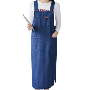 LIONHU [국내제작] 면100% 루즈핏 데님 멜빵 원피스 롱 청바지 에이프런 뷔스티에 빅사이즈 77까지