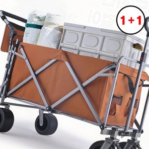 오픈형 푸시 캠핑 웨건 300L 대용량 접이식 폴딩 카트 수레(1+1상품으로 주문수량의 2배수량 배송), 1개, 오렌지