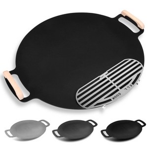 올쿡 그리들 14종 강철 솥뚜껑 불판 라운드팬 코팅 차박 캠핑 초경량, 1개