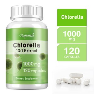 클로렐라 추출물 1000mg - 천연 해독 항산화제 - 비유전자변형 및 글루텐 무첨가