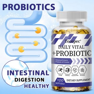 Daily Vital + 프로바이오틱스 보충제 - 남성 및 여성용 - 면역력과 장 건강, 장 소화, 장내 세균총의 균형을 지원하는 프리바이오틱스와 프로바이오틱스