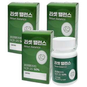 리셋 밸런스 스트레스 관리 마음 안정 천연 효모성분 SCP-20 L-트립토판, 3개, 60정