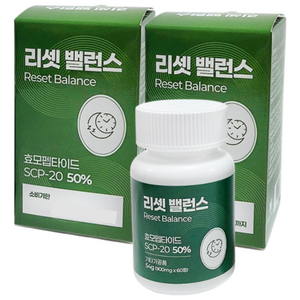 리셋 밸런스 스트레스 관리 마음 안정 천연 효모성분 SCP-20 L-트립토판, 2개, 60정