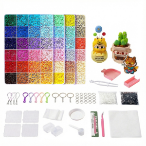 컬러비즈24/48/72/96/120색 컬러비즈세트 풀세트 구성 컬러비즈열쇠고리 컬러비즈집게 수납 상자 세트(호화 세트, 당신의 DIY 창작 욕구를 충족시킵니다), 96색, 1개