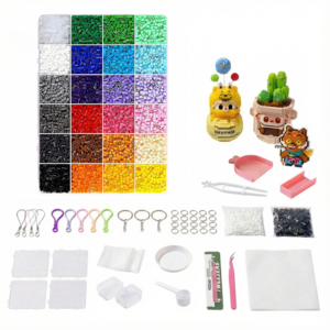 컬러비즈24/48/72/96/120색 컬러비즈세트 풀세트 구성 컬러비즈열쇠고리 컬러비즈집게 수납 상자 세트(호화 세트, 당신의 DIY 창작 욕구를 충족시킵니다), 24색, 1박스