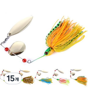 Hqzoomee스피너베이트 세트 더블윌로우 텐덤 와이어베이트, 15개, 16.3g, 믹스 컬러의