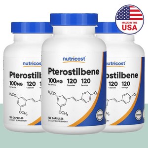 뉴트리코스트 프테로스틸벤 Pterostilbene 16주분, 120정, 3개