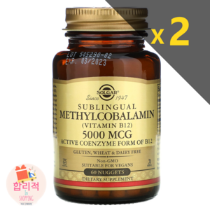 Solgar 설하 메틸코발라민 비타민 B12 5000mcg 60정 x2