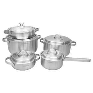 쿠쉐프 인덕션 통5중 스텐 냄비 편수 16cm + 양수 18cm + 웍 24cm + 곰솥 24cm + 곰솥 28cm 베이직 세트, 단일색상, 1세트, 5종