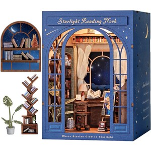 돌핀 아일랜드 DIY 책 눅 키트 3D 나무 퍼즐 미니어처 하우스 키트별빛 독서