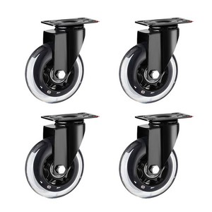 평판 회전 브레이크 무소음 우레탄 산업용 대차바퀴 4개구성