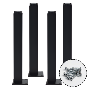 높이 조절 사각 가구 다리 발 알루미늄 테이블 캐비닛 수납장 받침대 + 나사 포함, 4개, 블랙 250mm