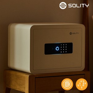 솔리티 SF-100B 크림화이트 디지털 금고 지문인식 비상키 비밀번호 듀얼인증 가정용 사무용 사무실 미니 스마트 개인 소형 디자인 금고 27L 추천, 크림화이트