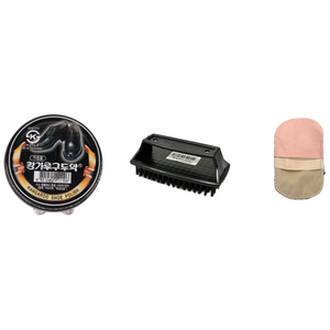 캉가루구두약+솔세트 구두약 구두솔 구두 광택 세트 가죽 구두 관리 신발 광택 솔, 검정+솔+구두융, 1세트
