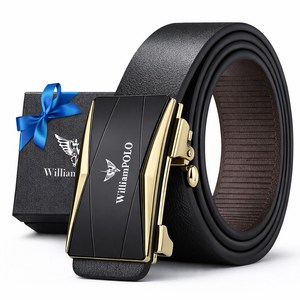 선물포장 남성용 명품 가죽 정장벨트 자동버클 + 워런티카드증정