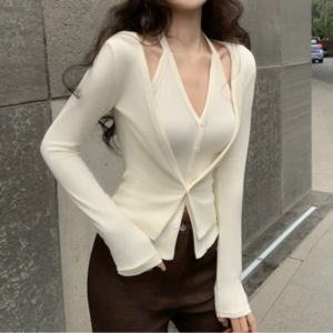 유니크코코 간절기 이중 슬림 봄 가디건 여성 5837