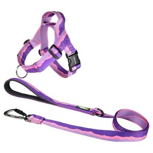 분독 강아지 어드벤처 리쉬 1.4m + 0109 하네스 세트, 퍼플, 1세트