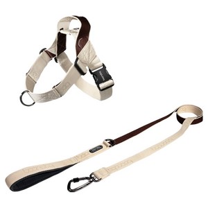분독 강아지 오리지널리쉬 카라비너 리드줄 + 0109 하네스 세트, 베이지브라운, 1세트