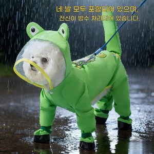강아지 우비 신발 세트 | 털 보호 완전 방수 실외 외출용