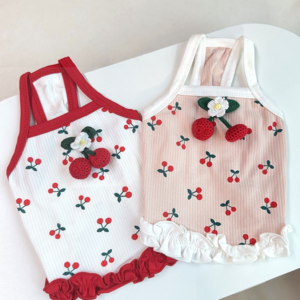 큐앤캐롯 강아지 나시 티셔츠 귀여운 체리 강아지옷