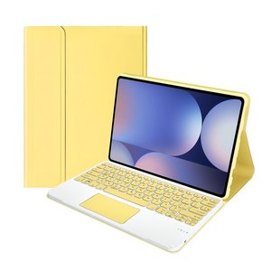 UB 아이패드 호환 터치 트랙패드 키보드 케이스 전기종 펜슬수납, 옐로우, 1개