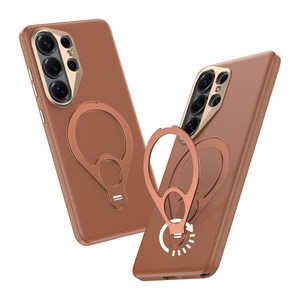 IMCHEN 고급 비즈니스 삼성 내구성 가죽 맥세이프 마그네틱 스탠드 휴대폰 케이스