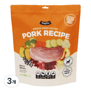 트러스티푸드 전연령 강아지 동결건조 포크 사료 패티, 돼지, 350g, 3개