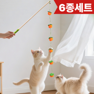 가온펫 방울 고양이 낚시대 장난감 3종 6개 세트