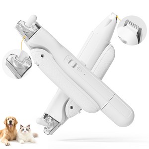 Gaayou 반려동물 투인원 LED 발톱깎이 저소음 안전장치 발바닥 이발기 애견 미니 클리퍼, 1개, 화이트
