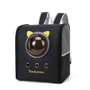 반려동물 우주선 고양이 이동가방 3면 통풍 백팩 이동 가방, 1개, 블랙