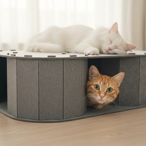 데일리테일 고양이 미로 터널 숨숨집 펠트 스크래쳐 동굴 하우스 간편 조립, 그레이, 2개