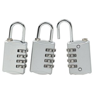 도매토피아 넘버락 4자리 번호 자물쇠 3p 세트 A 실버, 1세트