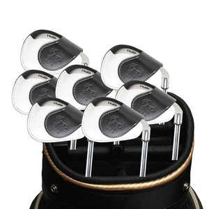 헤링본 핸드메이드 아이언 커버 세트 8개 1세트 천연소가죽 골프채커버 자석 아이언 커버 골프채 헤드 커버 아이언헤드커버, 1세트, 8개1세트 블랙앤화이트