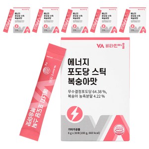 비타민마을 에너지 포도당 스틱 복숭아맛, 6g, 30개입, 6개