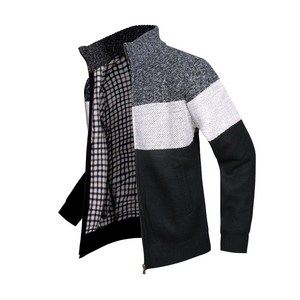 ZN01 플로어 배색 니트 집업가디건