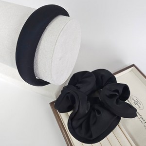 다프네 [머리띠+머리끈] 새틴 실크 풍성한 대형 대왕 빅 스크런치 곱창 통통한 헤어밴드 머리띠 세트