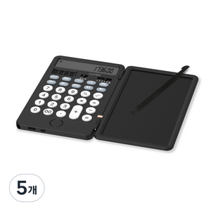 나비 전자 계산기 메모 패드 접이식 스마트 태양광 C타입 충전 펜 포함 NV36-MCC1, 블랙, 5개