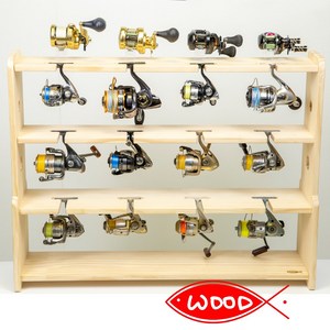 원목 낚시대 스탠드형 릴거치대 16구 (스피닝릴12구,베이트릴4구), 단일색상