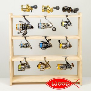 원목 낚시대 스탠드형 릴거치대 12구 (스피닝릴9구,베이트릴3구), 단일색상