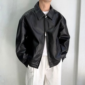 라운지21 남자 오버핏 베이직 페이크 레더 자켓 빅사이즈