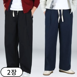 1+1 남자 빅사이즈 핀턱 와이드 코튼 밴딩 팬츠 (6702-2)
