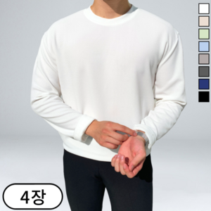 이브컴퍼니 4장묶음 (1+3) 남녀공용 오버핏 라운드 무지 긴팔티셔츠 (1611-4)