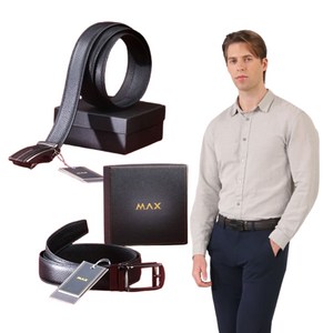 맥스 소가죽 벨트 구멍없는 자동 원터치 정장벨트 버클 허리띠