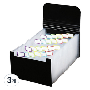 마다꾸미 A6 지폐 보관함 통장 영수증 정리 25칸 투명속지 아코디언 파일, 블랙, 3개
