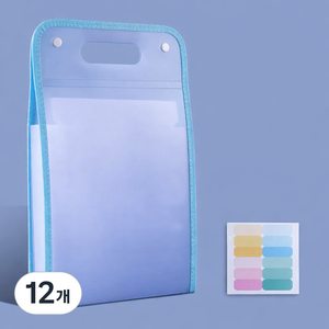 심정 아코디언 파일 가방, 4개, 12개, 파란색